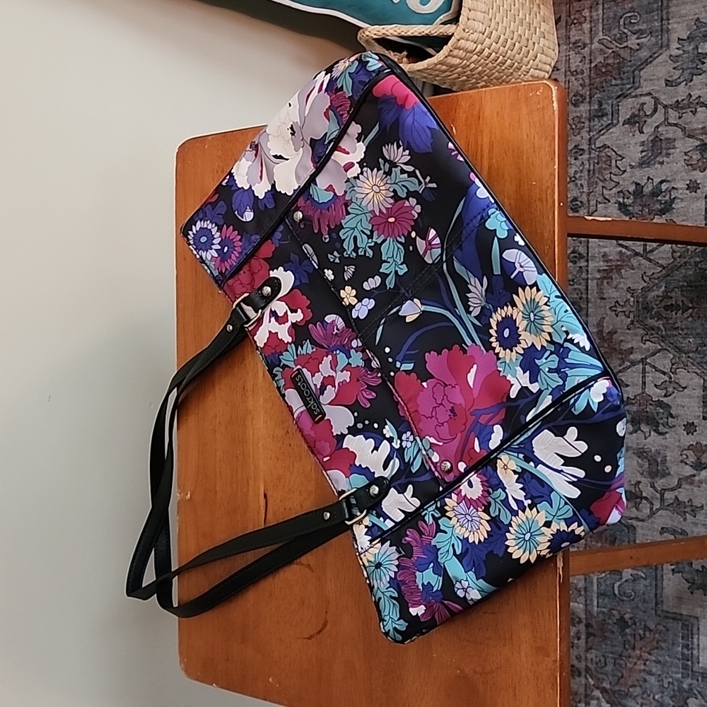 SAKROOTS Metro Black Flower Power Tote Dimensions 16 x 10 x 4